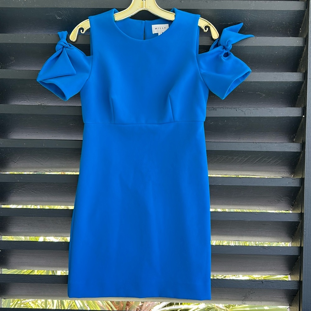 Milly Off Shoulder Sleeved Sheath Dress